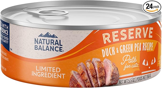 Natural Balance Limited Ingredient Adult Grain-Free Wet Canned Cat Food, Duck & Green Pea Recipe, 5.5 Ounce (Pack of 24)