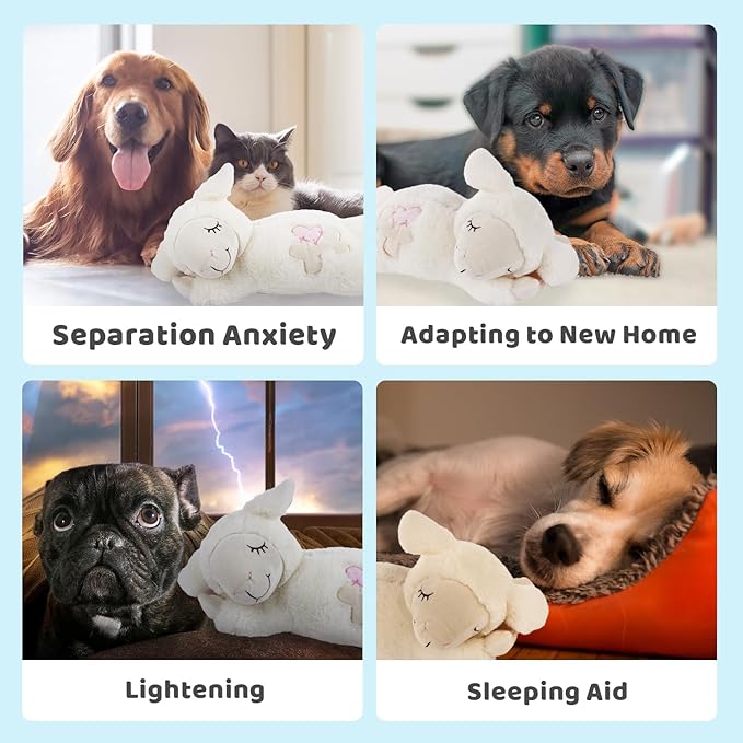 ALL FOR PAWS Heartbeat Dog Toy for Puppy - Dog Anxiety Relief & Behavioral Training | Puppy Heartbeat Stuffed Animal Plush Toy | Perfect for Dog Sleep Aid