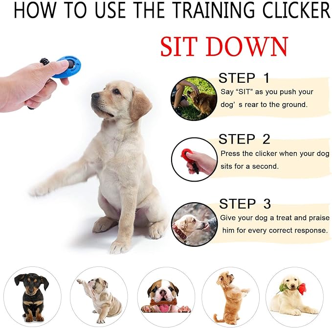 Dog Training Clicker with Wrist Strap Durable Lightweight Easy to Use-2 Pack(Black+New Blue)