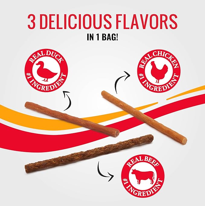 Good ‘n’ Tasty Triple Flavor Snap ‘EMS Gourmet Treats Variety Pack for All Dogs, 15 Count, Reward or Training Treat Made with Real Chicken, Duck and Beef
