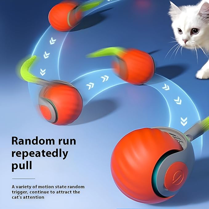 2025 Interactive Cat Toys Ball, Automatic Rolling Adult Cat Toy, Smart Moving Dog Toys for Bored Indoor Outdoor - Motion Activated Cat Toy Power Ball 2.0 Cat Toy (Blue)