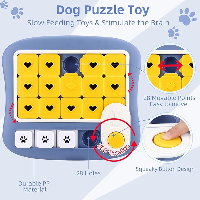Dog Puzzle Toy for Large Dogs, Mentally Stimulating Interactive Pet Toy, Purple