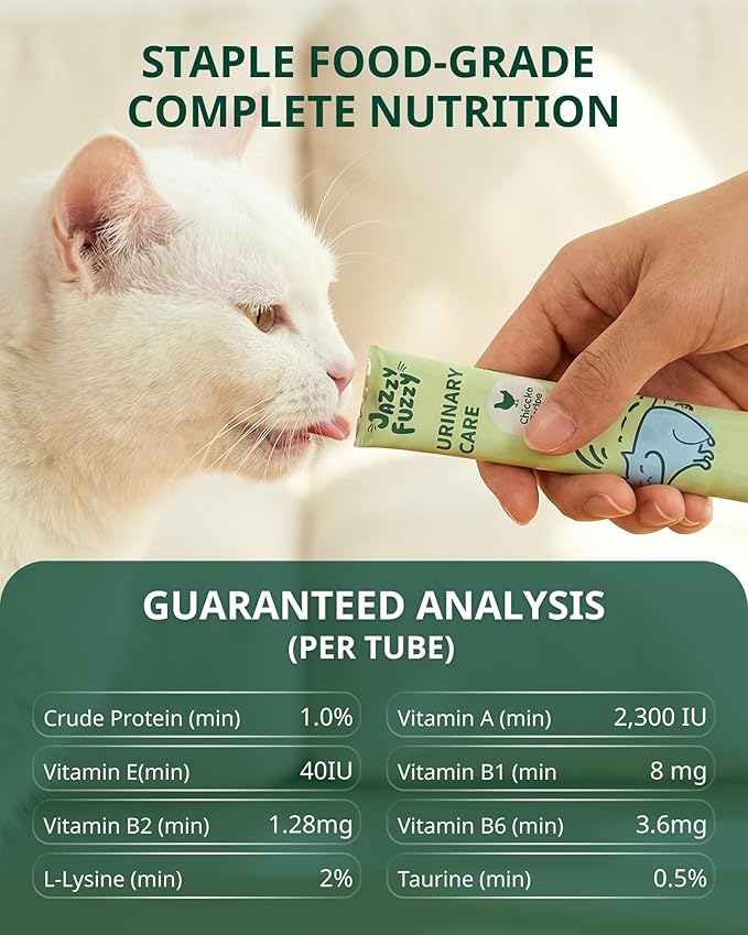 Urinary Care Cat Treats Lickable — Daily Wellness with Cranberry, Taurine, L-Lysine & Cat Multivitamins, Grain-Free Squeezable Cat Treats for Kidney & Urinary Support, Chicken, 10 Tubes