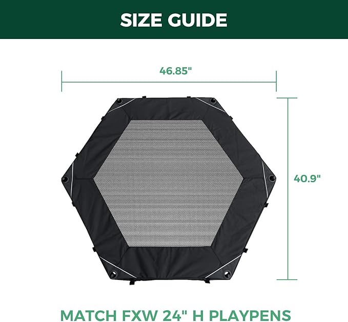 FXW Homeplus Indoor Dog Playpen with Hexagon Mesh Top Cover for Escape Prevention, 24 Inch 6 Panels Heavy Duty Dog Pen for Puppies and Small Dogs, Black│Patented