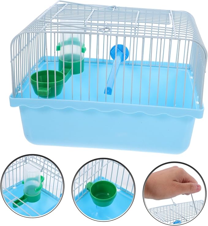 Portable Lovebird Cage with Perch Food Dish Water Feeder Abs Iron Construction Spacious Pet Carrier for Small Animals Parrots and Birds Random Color
