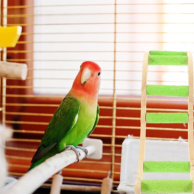 Kichvoe Parrot Cage Ladder Wooden Climbing Bird Claw Grinding Ladder Plaything Budgerigar Wood for Birdcage Activity and Foot Exercise