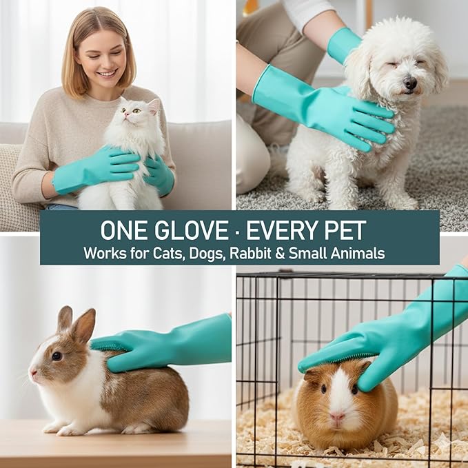 Cat Grooming Gloves for Hair-Removal: Effective at Removing 99% Loose Fur - Keep Home Sofa/Clothes Fur Free Cleaning & Silicone Bristles - Gentle Grooming for Short-long Hair Cats (2 Pack)