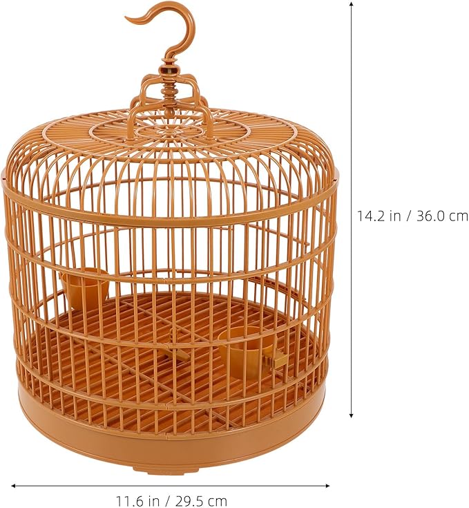 Yardwe Hanging Bird Cage for Small Parakeets and Parrots Plastic Dome Top Small Animal Cage with Handle Ornament for Pet Birds
