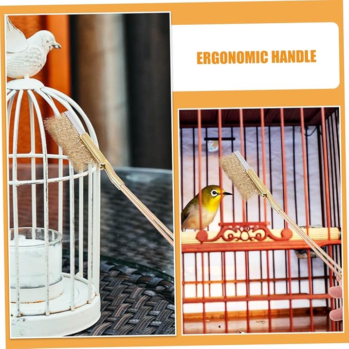 ORFOFE 1set Bird Cage Cleaning Brush with Handle Steel Bristles for Cleaning of Cages Ramps and Accessories Design for Animal Enclosures