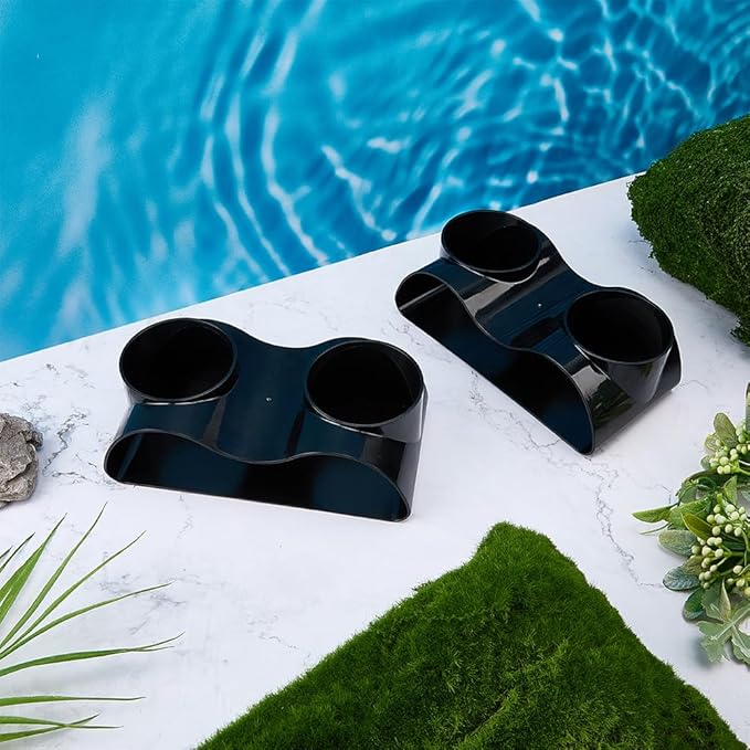 FINGERINSPIRE 2Pcs Curved Dual-Cave Aquarium Hideout 6.9x3.5x2.2inch Black Plastic Fish Hideout Shrimp Cave for Aquatic Pets Habitat Plastic Aquarium Tunnel Underground for Fish Aquatic Decor