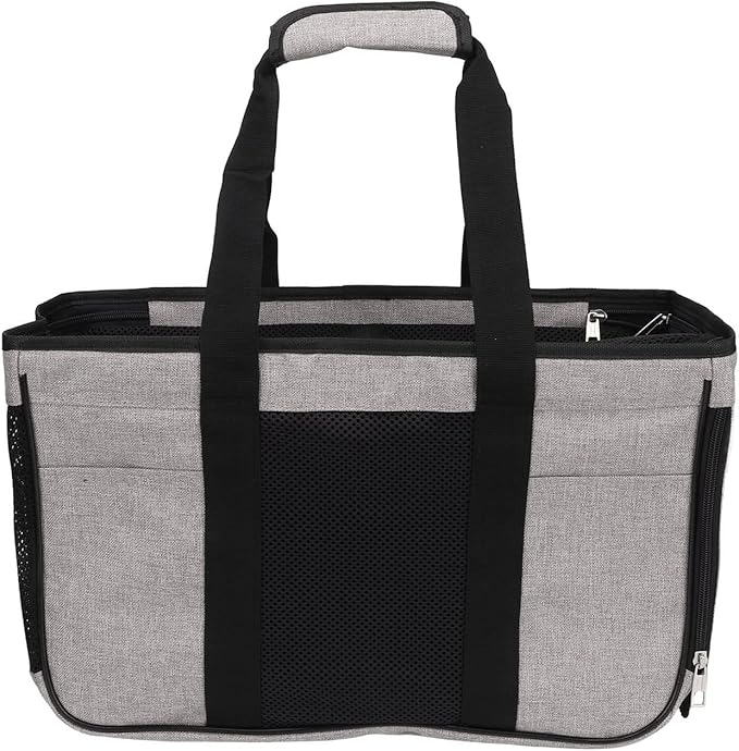 Breathable Cat Carrier with Anti Escape Design, Soft Portable Cat Travel Carrier for Small Pets, Mesh Cat Bag with Pockets and Roll Up Door for Vet Visits Car Travel (Grey with Black)