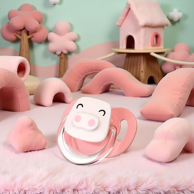 Pet Silicone Calming Pacifier, Dog Pacifiers for Small Dogs, Kitten Pacifiers, Puppy Teething Toys and Cat Chew Toys, Essential Pet Supplies, Puppy Essentials and Kitten Supplies (Pink Pig)