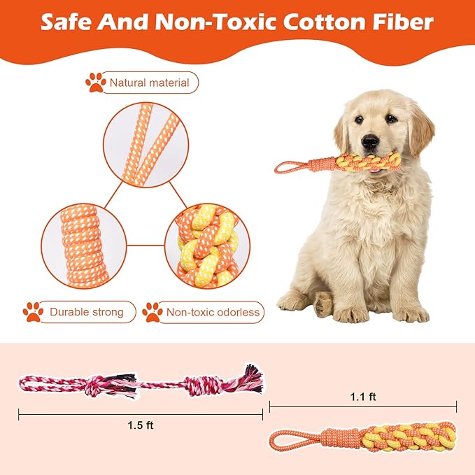 Door Anchor Dog Hanging Bungee Tug Toy for Small Dog Pull Rope and Tug of War, Indoor Outdoor Pull Interactive Toy, Durable Retractable Tugger Dog Rope Toy with 2 Chew Toys for Dogs and Cats