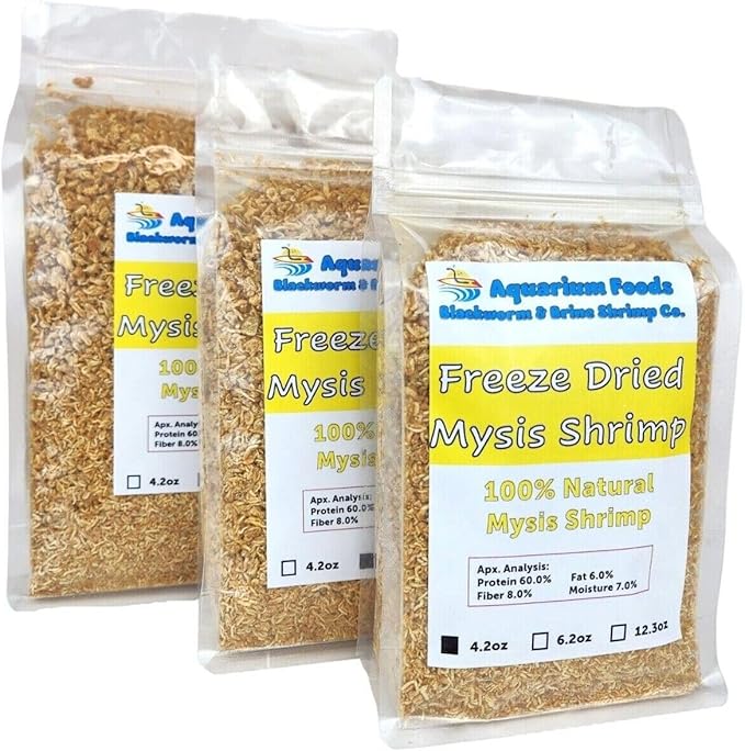 Mysis Shrimp, Floating Freeze Dried Mysis Shrimp for Marines, Corals, Anemones, All Tropical Fish, Cichlids, Discus, Tetras, Goldfish, Catfish, Koi & Pond Fish…6.2oz Clear Bag