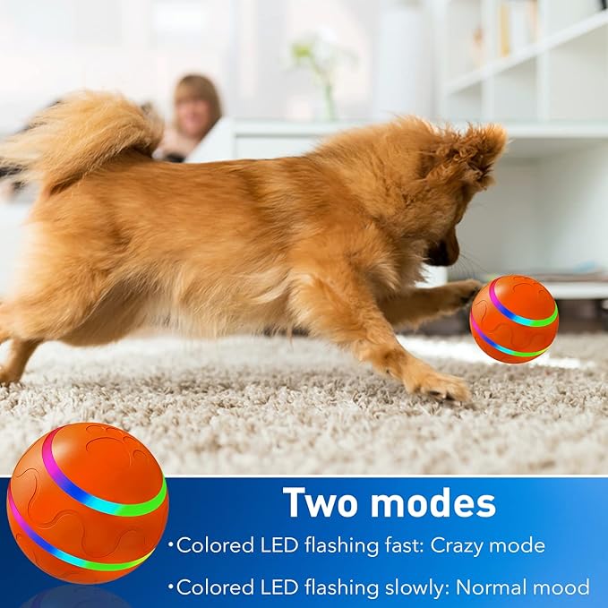 CSD Automatic Dog Ball Toy - USB Rechargeable, Dual Mode, Soft Exterior & PC Interior - for Small Breeds