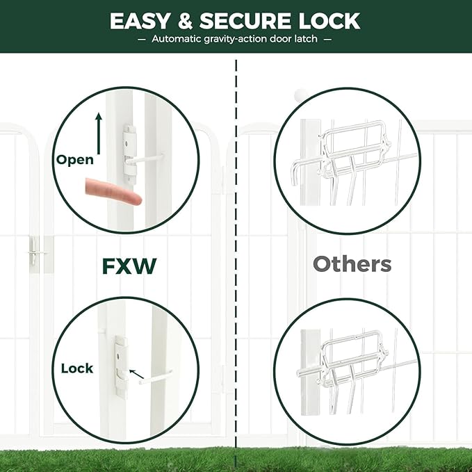 FXW Rollick Unleashed Dog Playpen for Indoor, Yard, RV Camping, 50 inch 32 Panels for Large Dogs, White│Patented