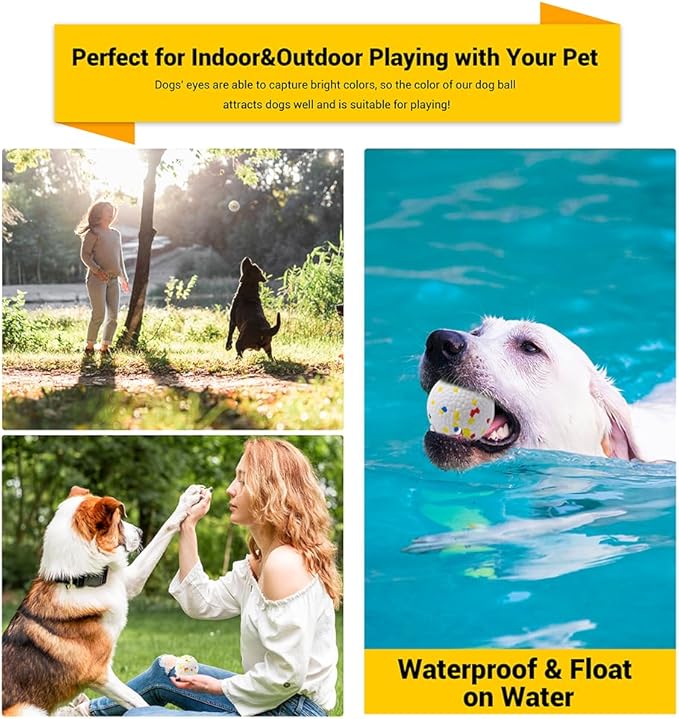 Dog Balls Toys for Aggressive Chewers, Indestructible Durable Bouncy Floating Balls for Dogs to Fetch, Durable Solid Rubber Ball for Training Dog(2 PCS)