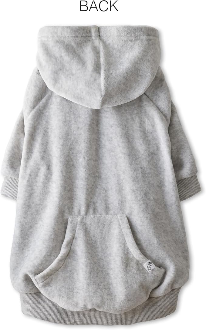 Pet Passion Cooper II Organic Cotton Velour Dog Hoodie Pet Coat for Small, Medium and Large Dogs, Light Heather Gray, Medium