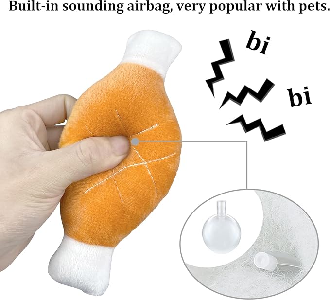 Andiker 2pcs Dog Squeaky Toy, Chicken Legs Bone Pet Funny Squeaky Toy Plush Toy for Small, Medium, Large Dogs and Cats