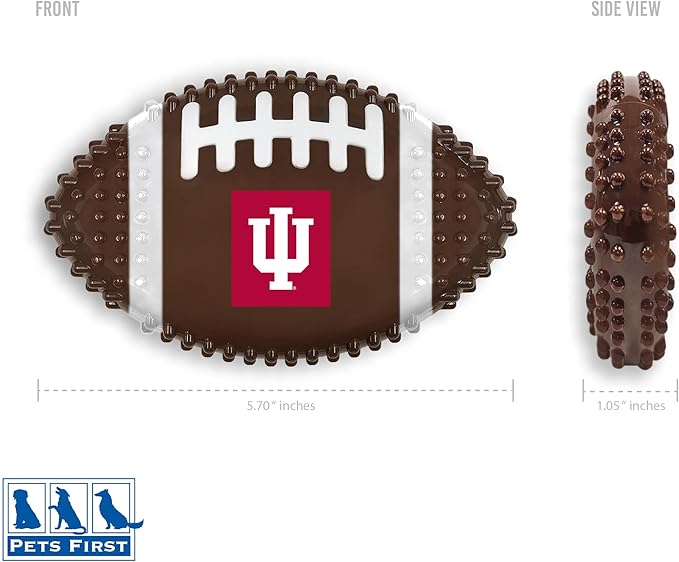 NCAA Indiana Hoosiers Mega-Chew Hard Nylon Bacon-Flavored Bone Football Chew Toy. Interactive Tasty & Fun Chew Toy. Indestructible Strong Durable Tough Dog Toys for Aggressive Chewers