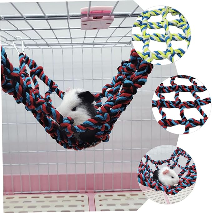 LIOOBO 2Pcs Bird Hammock Net for Parrots Hamsters Portable Hanging Bed Bird Cage Easy to Install Promotes Exercise Coordination for Pets