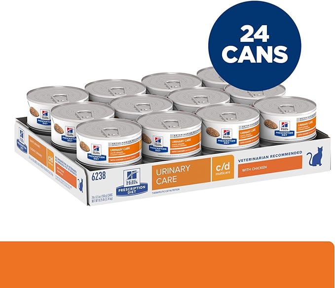 Hill's Prescription Diet c/d Multicare Urinary Care Wet Cat Food, Chicken, 5.5 oz. Cans, 24-Pack