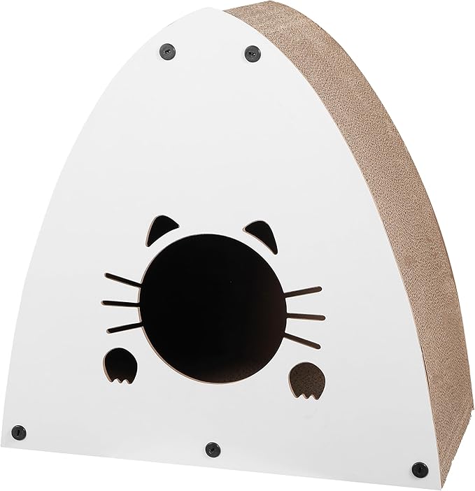 CSR1006G Koko 19" Modern Cardboard Triangle Cat Cave Scratcher with Catnip, Gray, 2-in-1 Corrugated Cat House Hideaway & Scratching Board for Cats, Durable Furniture Protector