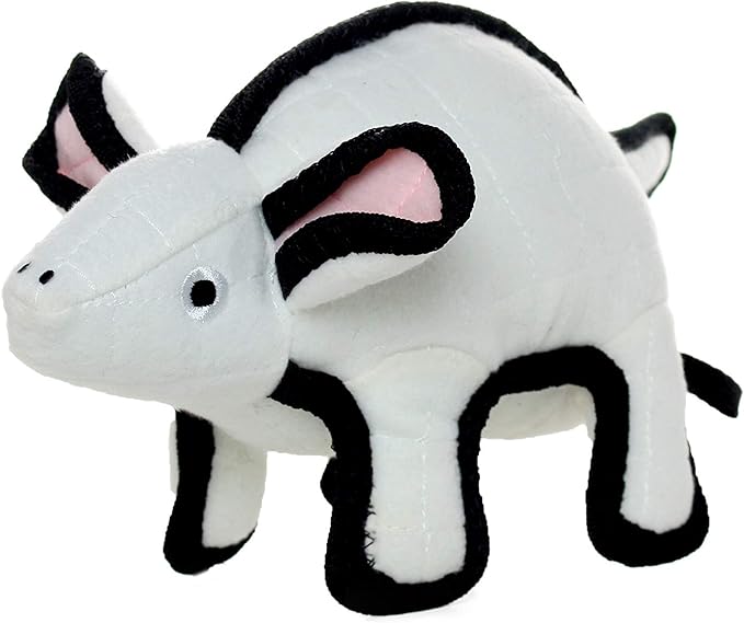 TUFFY - World's Tuffest Soft Dog Toy -Barnyard- Multiple Layers. Made Durable, Strong & Tough. Interactive Play (Tug, Toss & Fetch). Machine Washable & Floats. (White Mouse, Large 2 Pack)