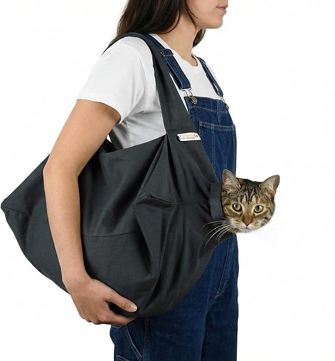 Cat-in-the-Bag Cozy Comfort Carrier - Extra Large Charcoal Cat Carrier Soft and Pet Carrier for Nail Clipping, Vet Visits, Medication Administration, Dental Care, and Traveling