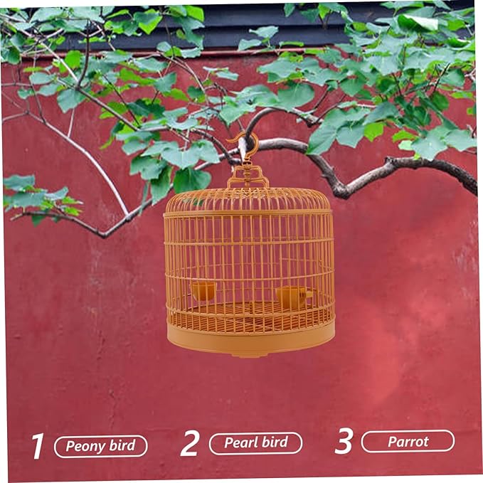 Mikikit Hanging Bird Cage Lightweight Birdcage for Versatile Use for Hamsters Parrots and Other Birds Decorative and Practical