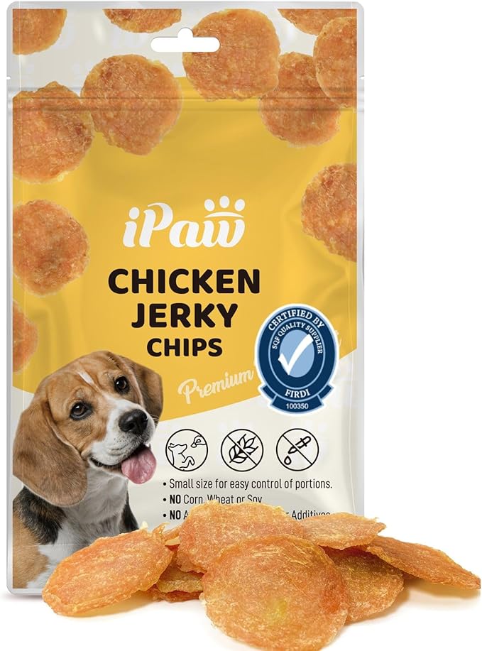 iPaw Chicken Chips Dog Treats for Puppy Training, All Natural Human Grade Dog Treat, Hypoallergenic, Easy to Digest (Chicken Chips)