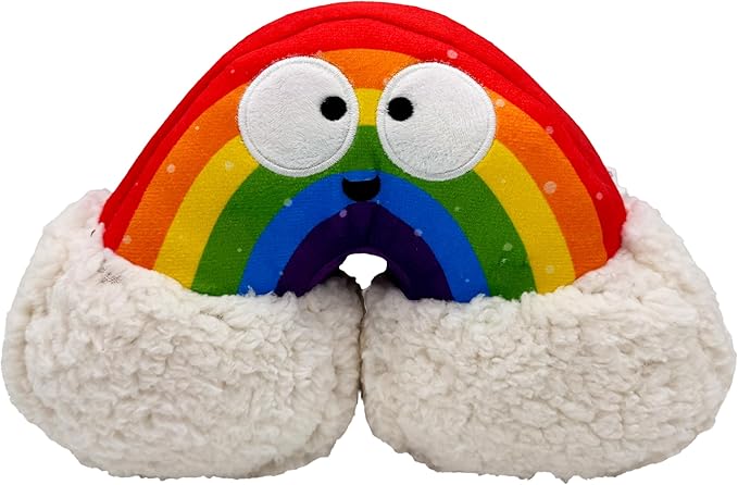 Huxley & Kent Funny Dog Toy w/Squeaker – Power Plush Squeaky Dog Toys for Small, Medium & Large Dogs – Soft Stuffed Animal for Indoor Play & Fetch - Happy Rainbow, Large