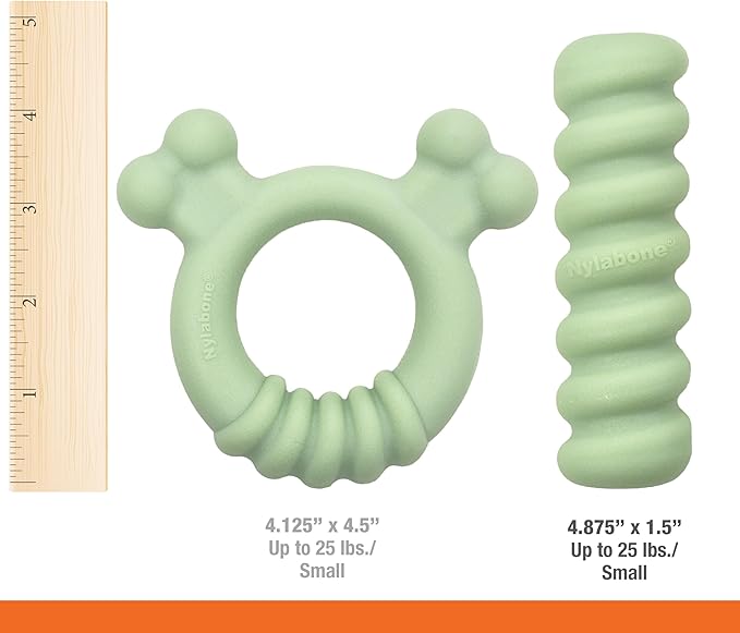 Nylabone Sensory Material Soothing Puppy Chew Toy Bundle, Toys for Teething Puppies, Peanut Butter and Chicken Flavor, Small - Up to 25 lbs, 2 Pack