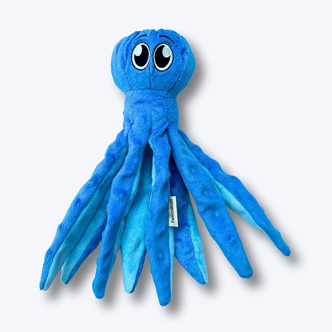 7" Squeaky Plush Toy for Puppies Small Dogs Self Etertainment Washable Soft Made [PET ONLY] (Blue Optopus)