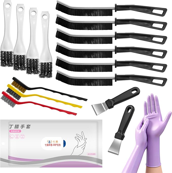 13 Pcs Bird Cage Brush Cleaner Poop Remover Bird Cage Accessories for Pet Parrot Cages and Rabbit Hamster Cages Fowl Cleaning Includes Gloves