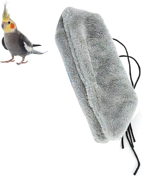 Bird Corner Fleece Warmer, Soft Velveteen Bed for Parrot Parakeet Cockatiel, Lightweight Washable Bird Cage Blanket, Winter Warm Hideaway (Grey)