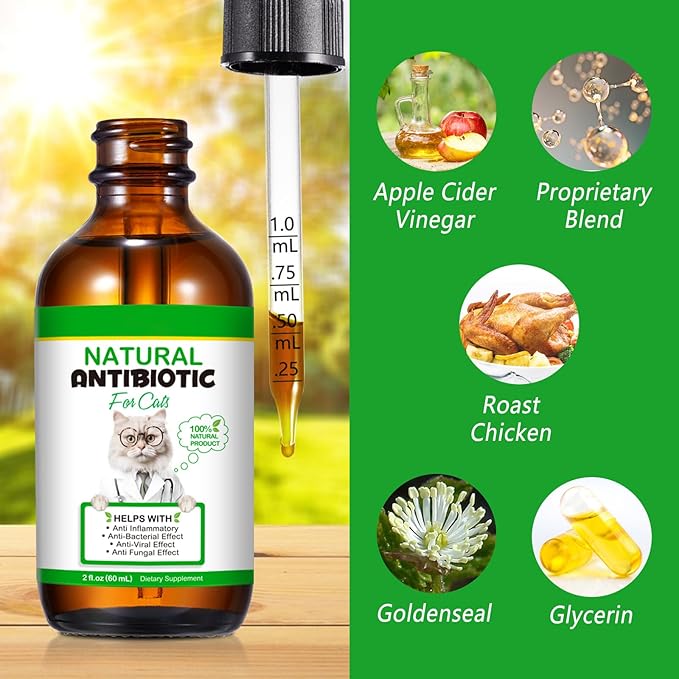 NenMaoKeNu 2 Pack Antibiotics for Cats, Premium Cat Antibiotics Supplement, Cats Multivitamin, Natural Antibiotic for Cats, Cat Antibiotic, Cat Antibiotics Supports Immune & Cats Allergy Relief