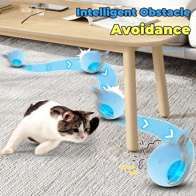 New Interactive Cat Toys Balls, Motion Activate Cat Toys, Automatic Moving Cat Ball for Bored Indoor Cats Dogs (Pink)