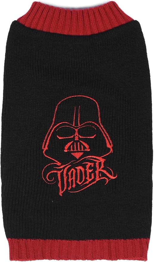 Star Wars Darth Vader Dog Sweater - Knit Pet Outerwear for Dogs - Officially Licensed Dog Apparel & Accessories, Black, Size Extra Small