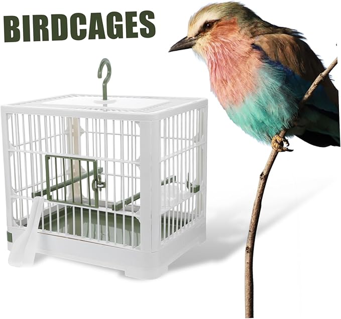 Hemoton Portable Bird Travel Cage for Parrots Compact Foldable Carrier with Stand for Parakeets and Small Birds Easy to Breathable Design with Ventilation