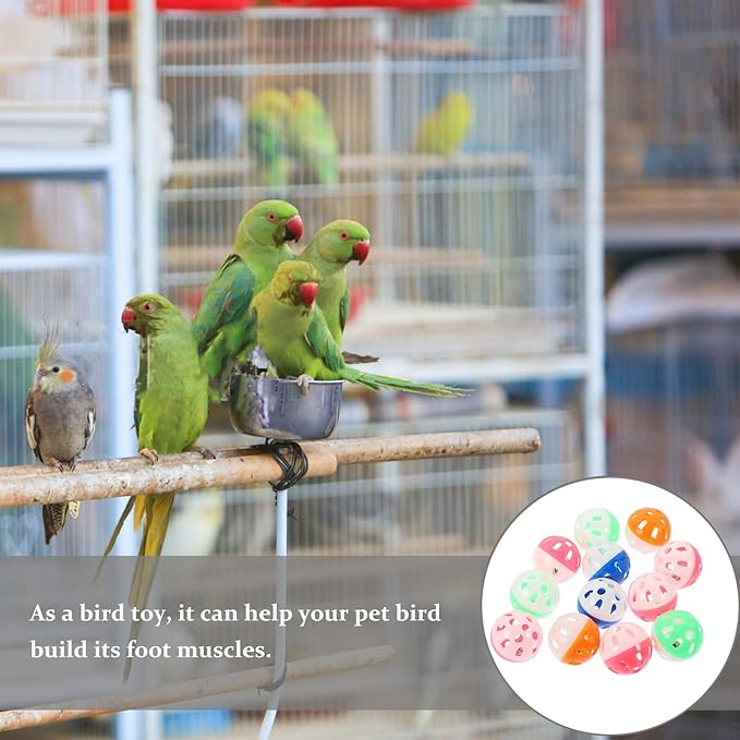 12pcs Plastic Bell Balls Bird Cage Bell Parakeet Chewing Plaything for Teeth Grinding and Playtime in Cage