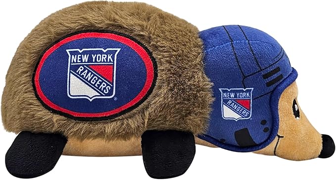 NHL New York Rangers Plush Hedgehog Toy for Dogs & Cats, Cool Soft Pet Toy for Fun and Interactive Play, Dog Chew Toy with Squeaker, Licensed Hot Pet Toy
