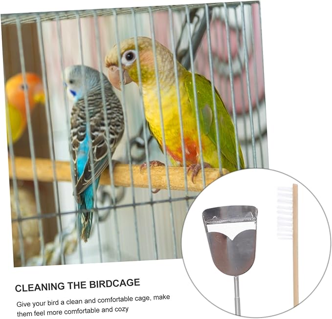 GALPADA 2pcs Bird Cage Cleaning Tool Set Handle Brush Scraper for Parrots Pets Efficient Cleaning for Birdcages Suitable for Hamsters Guinea Pigs and More Random