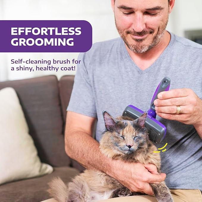 Hertzko Self Cleaning Slicker Brush - Dog & Cat Brush, Dog Brush for Shedding, Cat & Dog Grooming for Pets, Grooming Brushes for Long Short Haired Dogs Cats, Deshedding Brush, Rake, Comb