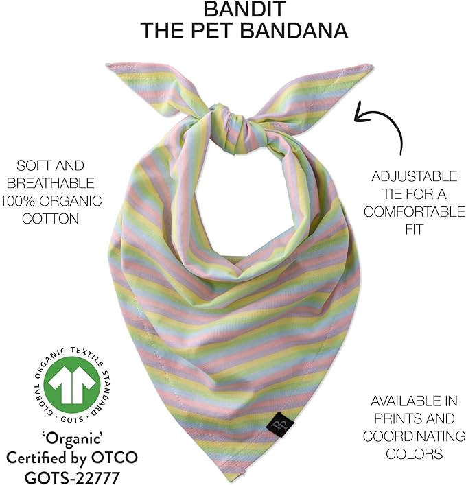 Pet Passion Bandit - THE PET Bandana 100% Organic Cotton Pet Bandanas Clothes for Small, Medium, Large Dogs, 3-Pack Pink Preppy Plaid, X-Small/Small