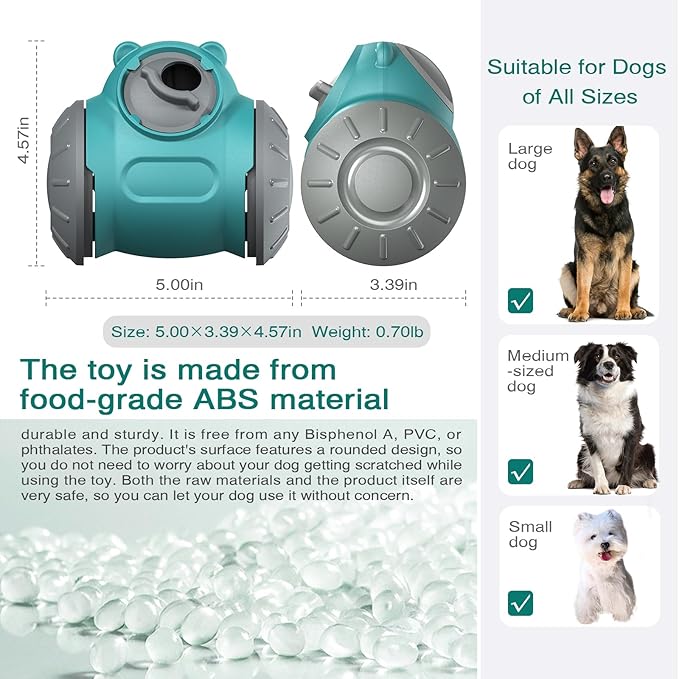 2026 Interactive Dog Dispenser Toy - Premium Food for Smart Dogs - Adjustable Food Puzzle for Small Medium and Large Dogs For Large/Medium/Small Aggressive Chewers Breed Pet Cat Color Mars Green