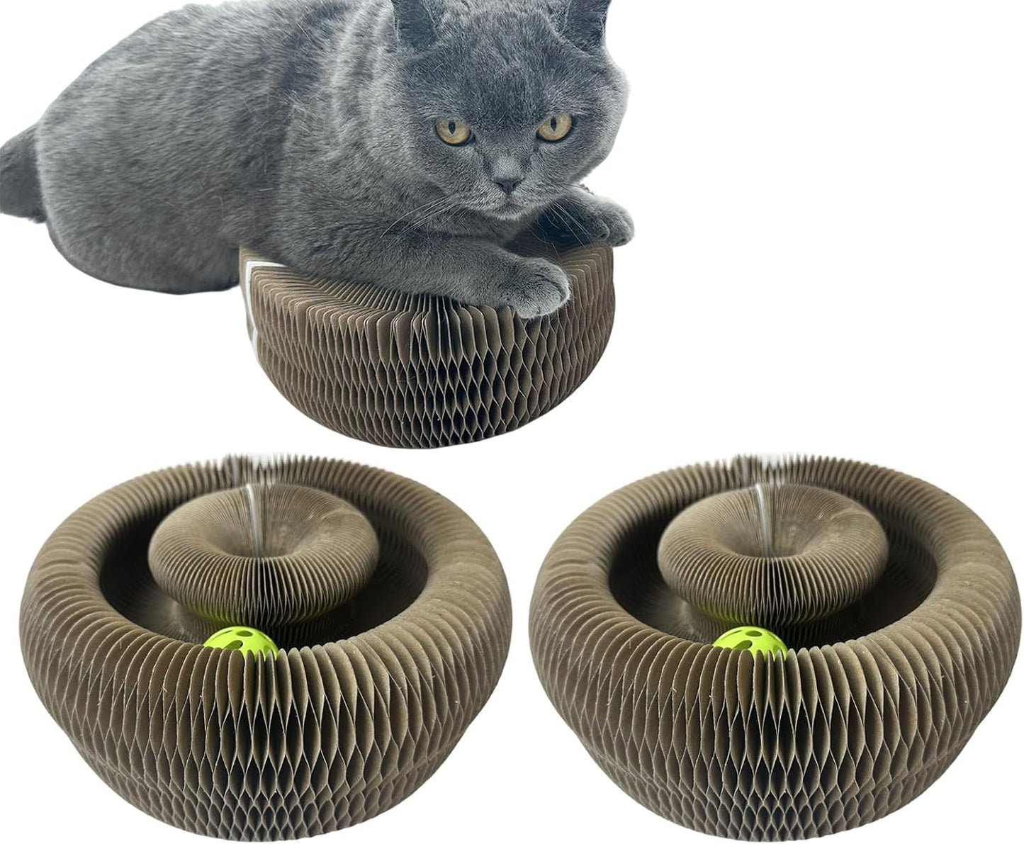 Magic Accordion Cat Scratching Board - Interactive Toy for Bored Indoor Cats, Fun & Durable Cat Toys 2Pack