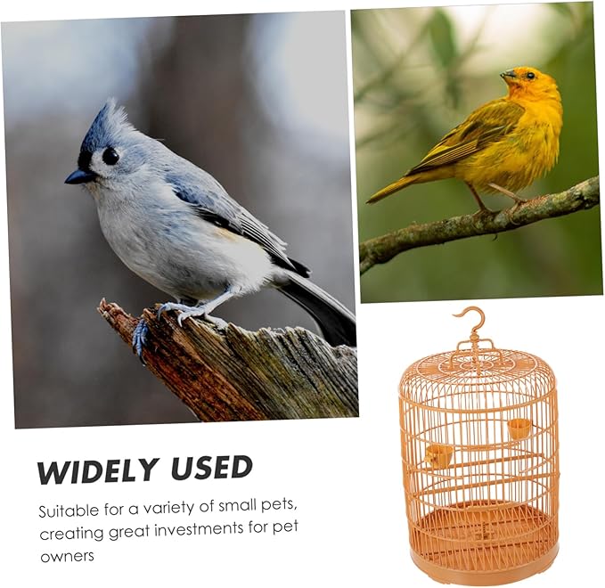 BESTonZON Hanging Bird Cage Plastic Small Animal House Multi Functional Round Design Durable Spacious for Parakeets Lovebirds Hamsters and Small Pets