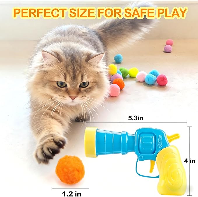31Pcs Interactive Cat Toys Set, Cat Fetch Toy Gun with 30 Stuffed Plush Balls for Bored Indoor Adult Cats, Kitten Kitty Toys Pet Supplies Accessories, Funny Launcher & Cute Cat Gifts