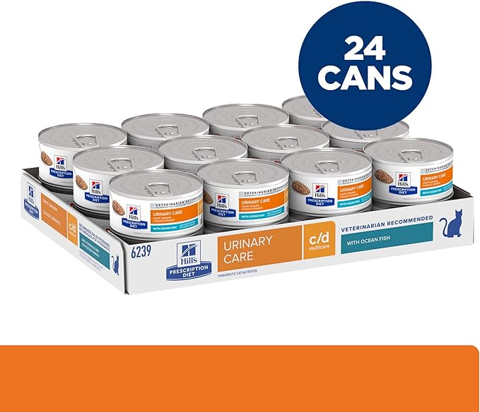 Hill's Prescription Diet c/d Multicare Urinary Care Wet Cat Food, Ocean Fish, 5.5 oz. Cans, 24-Pack